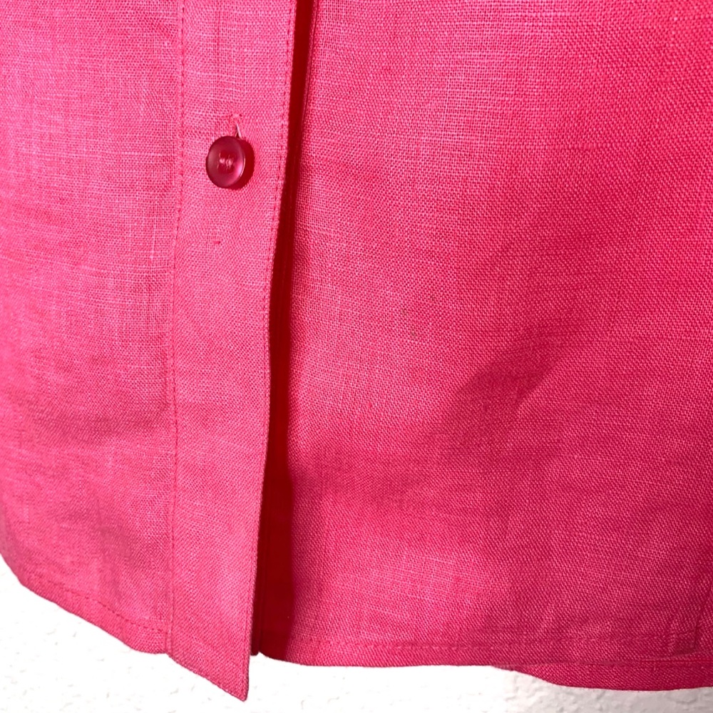 Carlisle Size 2 Pink 100% Linen Puffy Sleeve Top - Picture 3 of 5